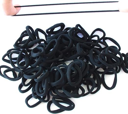 100 thick hair ties for women black